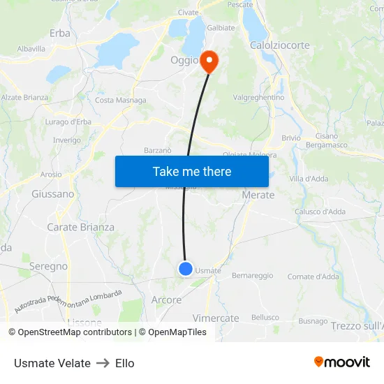 Usmate Velate to Ello map
