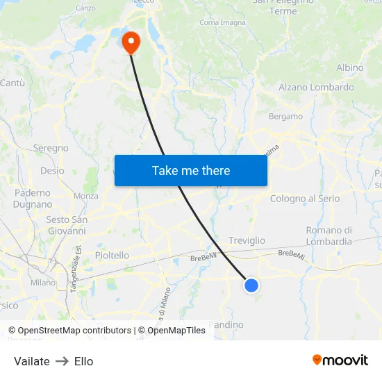 Vailate to Ello map