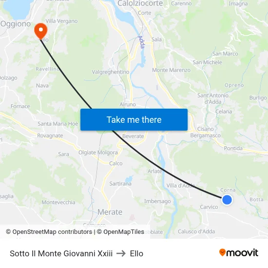 Sotto Il Monte Giovanni Xxiii to Ello map