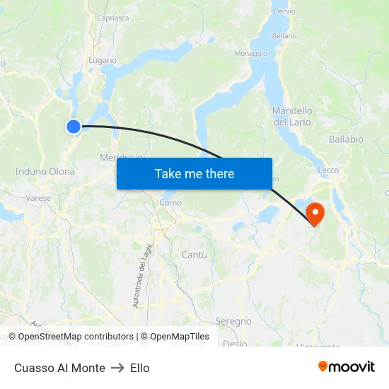 Cuasso Al Monte to Ello map