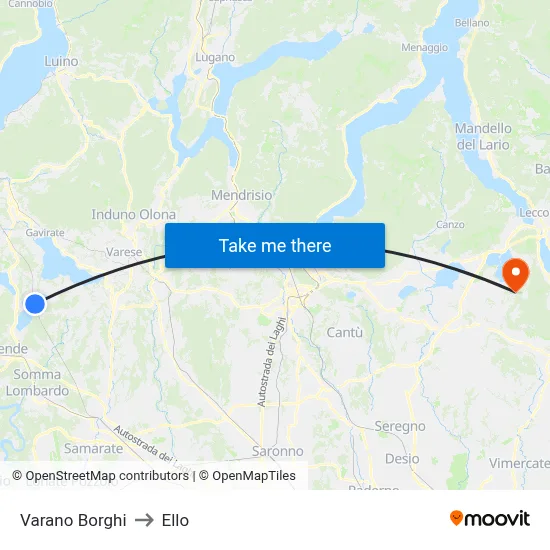 Varano Borghi to Ello map