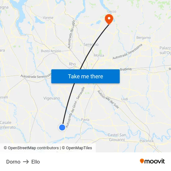 Dorno to Ello map