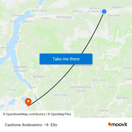 Castione Andevenno to Ello map