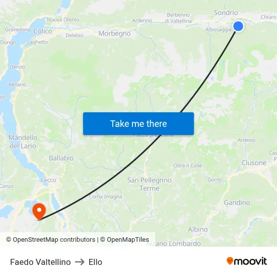 Faedo Valtellino to Ello map
