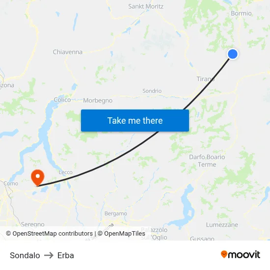 Sondalo to Erba map