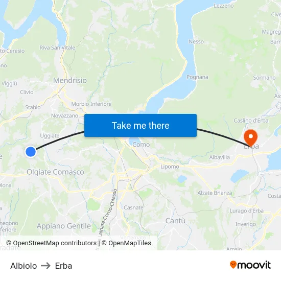 Albiolo to Erba map