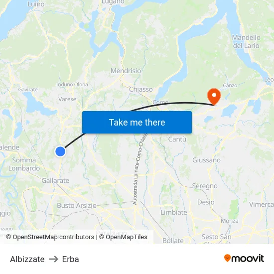 Albizzate to Herb map