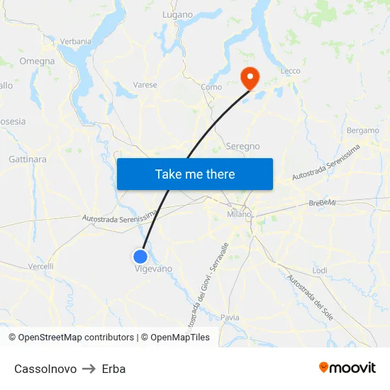 Cassolnovo to Erba map