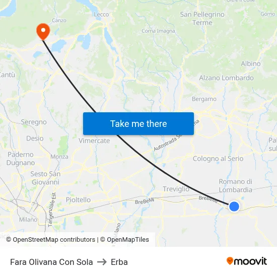Fara Olivana Con Sola to Erba map