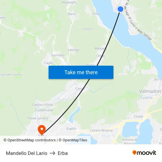 Mandello Del Lario to Erba map