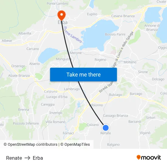 Renate to Erba map