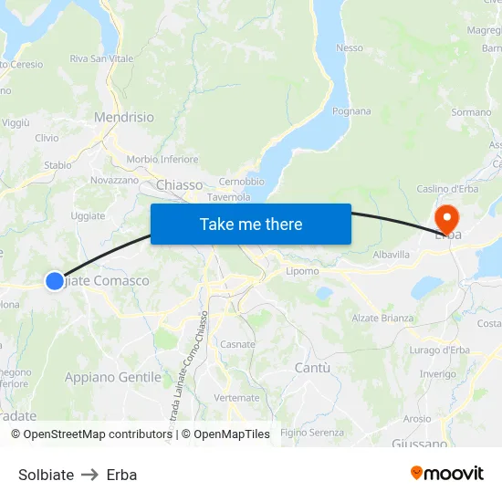 Solbiate to Herb map