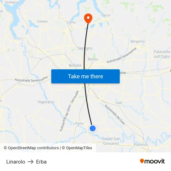 Linarolo to Erba map