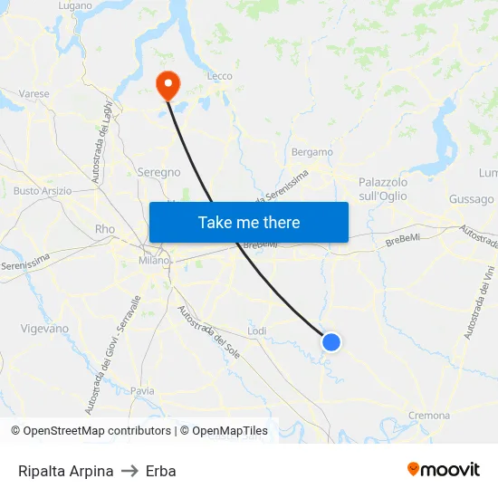 Ripalta Arpina to Erba map