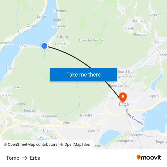 Torno to Erba map