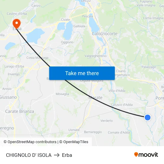 CHIGNOLO D' ISOLA to Erba map