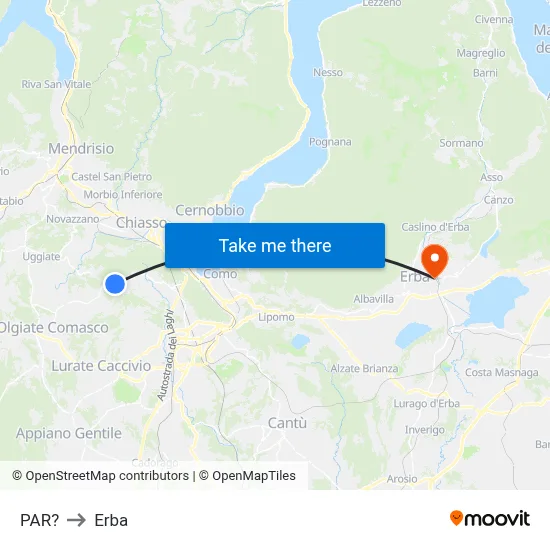 Parre to Erba map