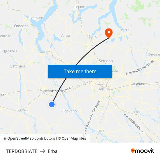 TERDOBBIATE to Erba map