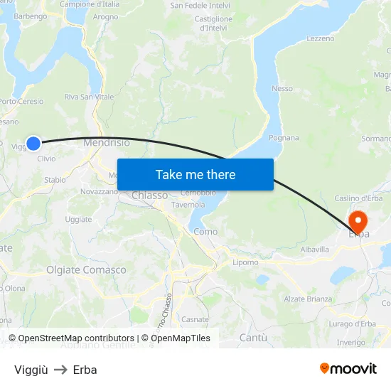 Viggiù to Erba map