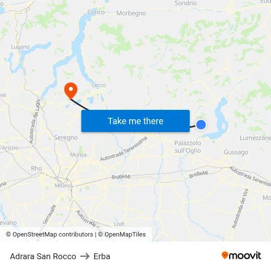 Adrara San Rocco to Erba map