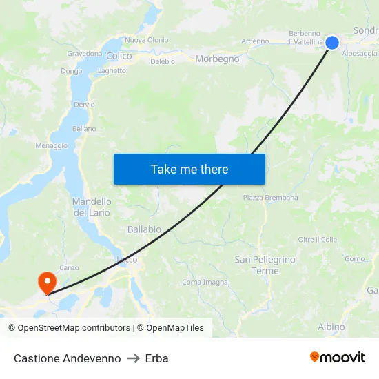 Castione Andevenno to Erba map
