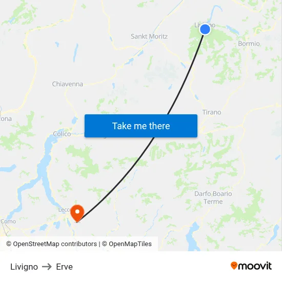 Livigno to Erve map