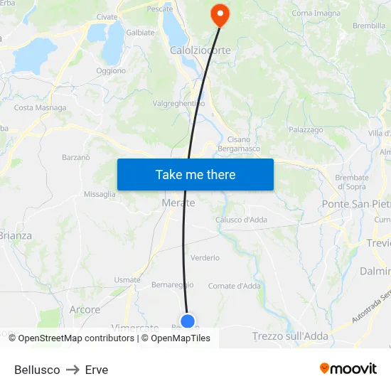 Bellusco to Erve map