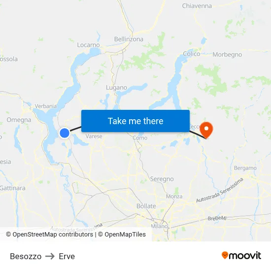 Besozzo to Erve map