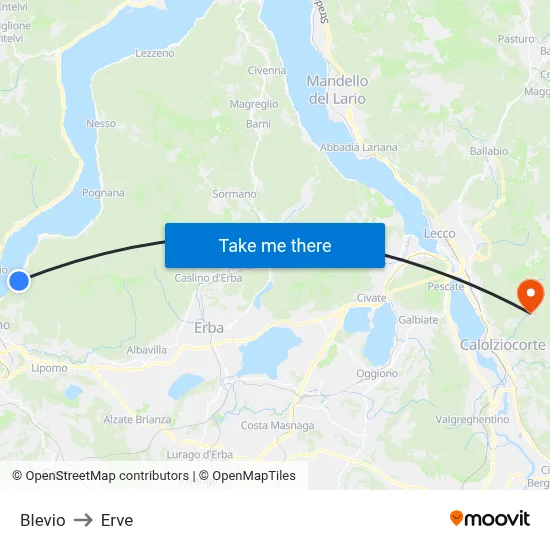 Blevio to Erve map