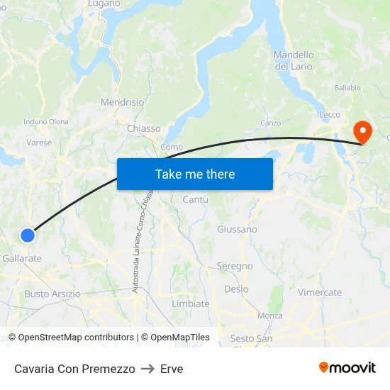 Cavaria con Premezzo to Erve map