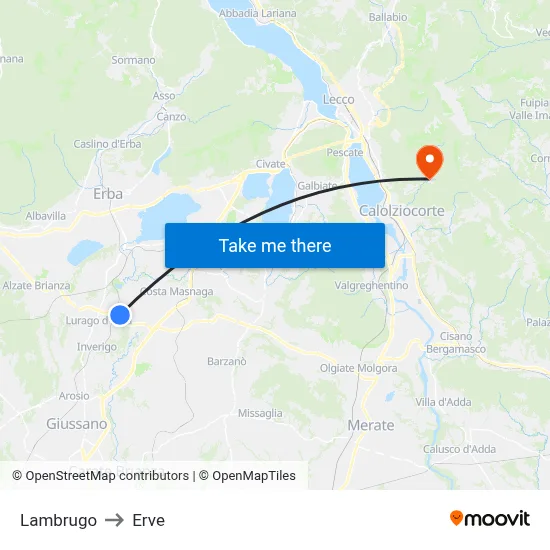 Lambrugo to Erve map