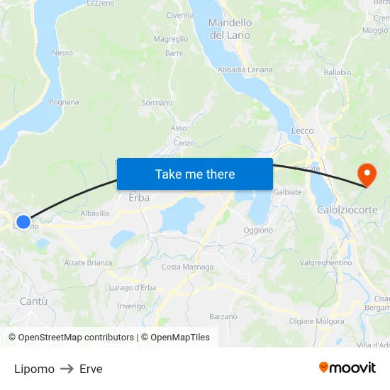 Lipomo to Erve map