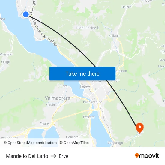 Mandello Del Lario to Erve map