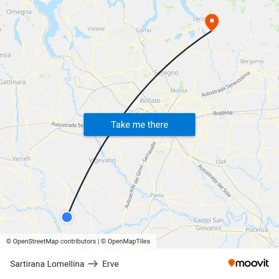 Sartirana Lomellina to Erve map