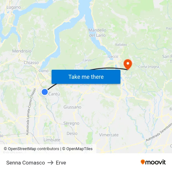 Senna Comasco to Erve map