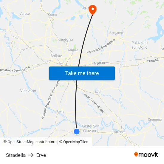 Stradella to Erve map