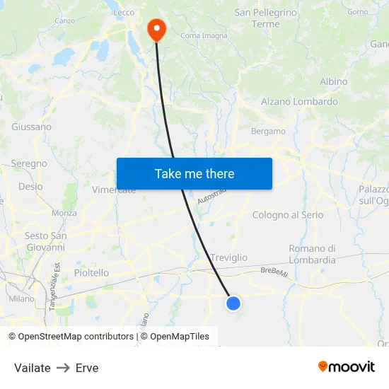 Vailate to Erve map