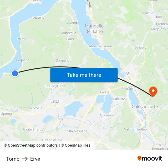 Torno to Erve map