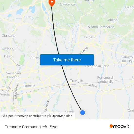 Trescore Cremasco to Erve map