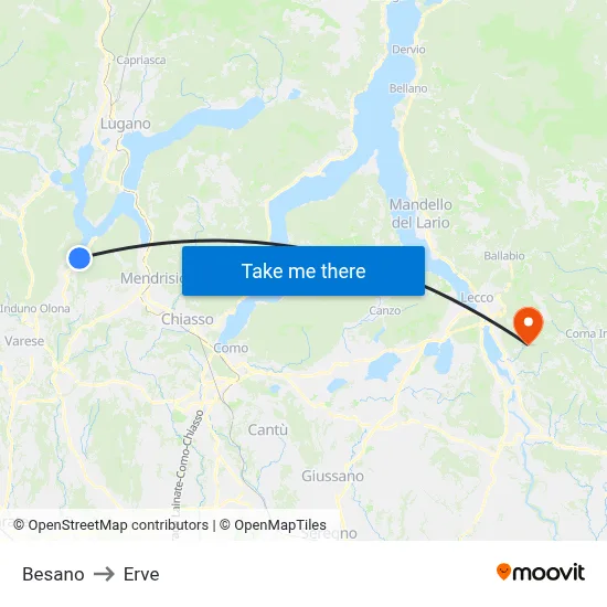 Besano to Erve map