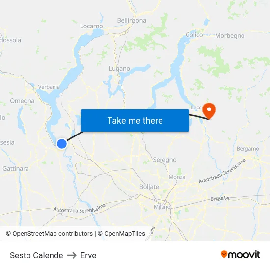 Sesto Calende to Erve map