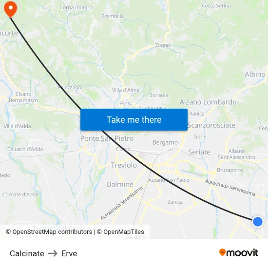 Calcinate to Erve map