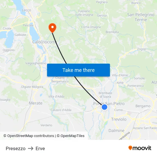 Presezzo to Erve map