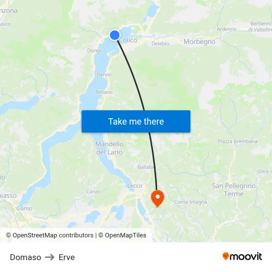 Domaso to Erve map