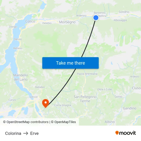 Colorina to Erve map