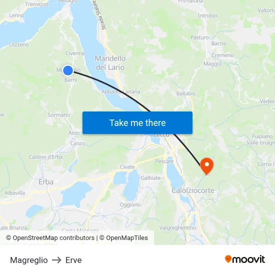 Magreglio to Erve map