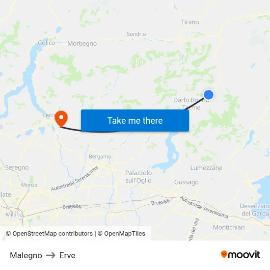 Malegno to Erve map