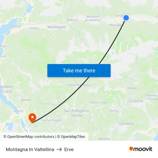 Montagna In Valtellina to Erve map