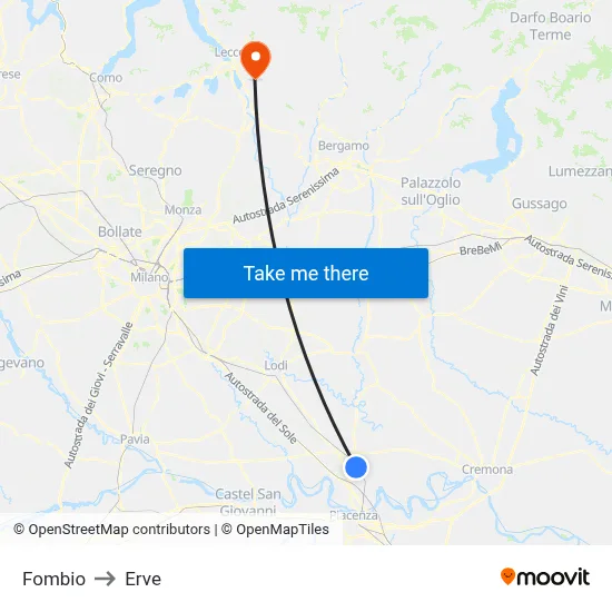 Fombio to Erve map