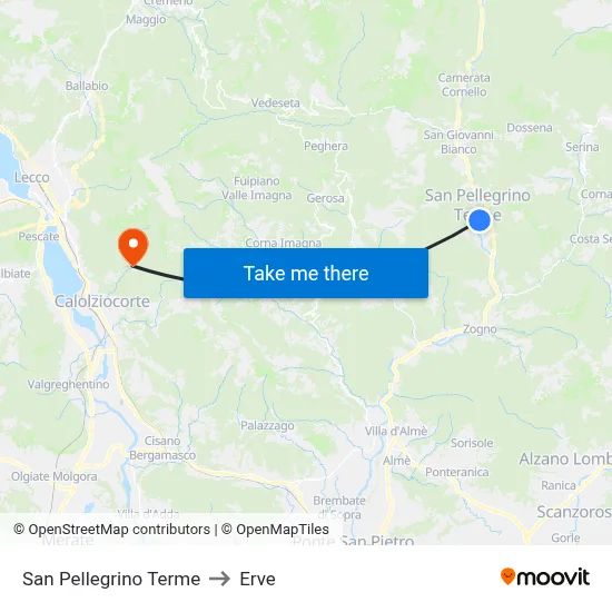 San Pellegrino Terme to Erve map